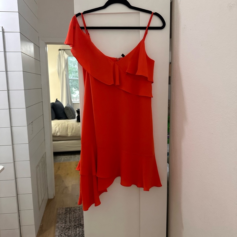 BCBG Maxazria Ruffle Asymmetrical Dress